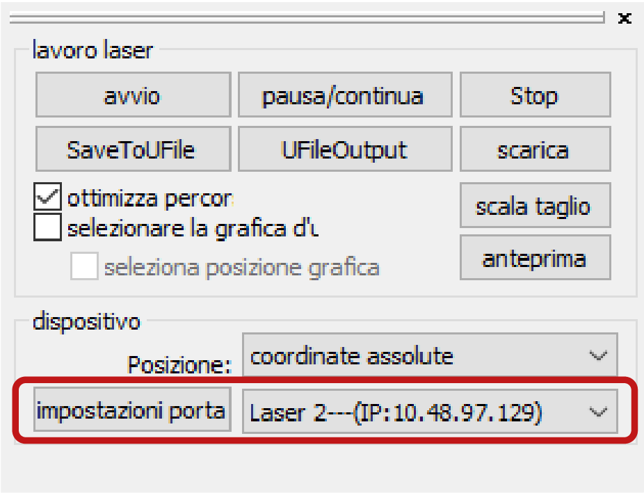 taglio laser impostazione porta